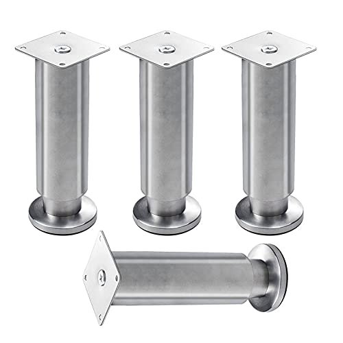 FITIOS Möbel-Sofabeine, 4er-Set verstellbare Möbelbeine, Moderne Möbelfüße aus Metall, Möbelstützbeine Edelstahl, DIY-Ersatz for Schrank, Sofa, Stuhl, Tisch(8cm) von FITIOS