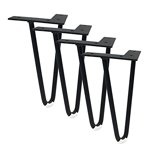 FITIOS Möbel-Sofabeine, Haarnadel-Tischbeine, 4 Stück Metall-Möbelbeine, Moderne Möbelfüße, Stützfüße, DIY-Sofabeine, Schrankbeine, Möbelersatzbeine, mit Boden(Black,30cm) von FITIOS