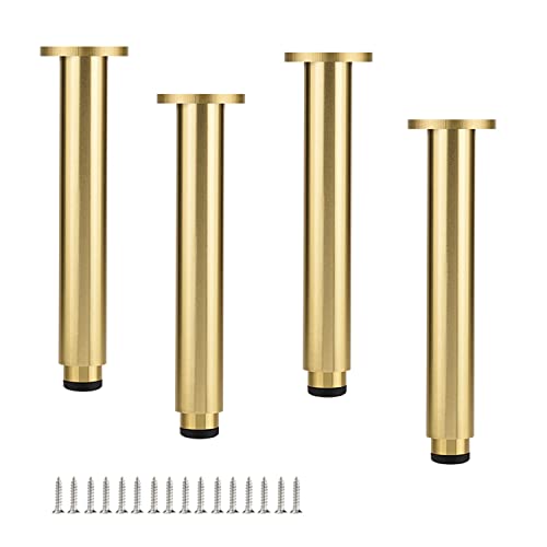 FITIOS Möbel-Sofabeine, Metall-Möbelbeine, 4-teilige verstellbare Beine, höhenverstellbare Küchen-Sofa-Schrank-Tischbeine, Ersatzbeine for Möbel/Couch/Schrank/Kommode, mit(Gold,115mm(4.5in)) von FITIOS