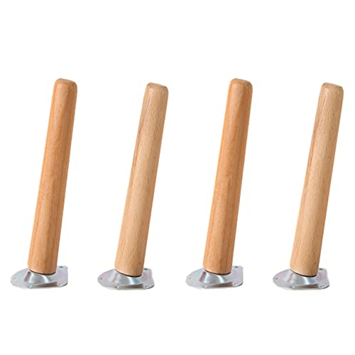 Möbel-Sofabeine, 4 Stück Holzmöbelbeine, Tischbeine aus massivem Buchenholz, konische Ersatz-Sofafüße, M8-Gewinde, for Fernsehschrank, Stuhl, Bett, Schreibtischschrank, mit Montageplatte(Oblique,35cm) von FITIOS
