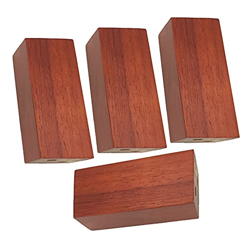 Möbel-Sofabeine, Holzmöbelbeine, Sofabeine, quadratische Füße aus massivem Holz, DIY-Tischbeine Gummi, Ersatzmöbelfüße sind geeignet for Sessel, Liegestühle, Kommoden, Kaffee(Reddish Brown,10cm) von FITIOS