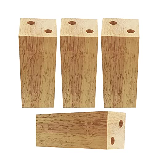 Möbel-Sofabeine, Holzmöbelbeine, Sofabeine, quadratische Füße aus massivem Holz, DIY-Tischbeine Gummi, Ersatzmöbelfüße sind geeignet for Sessel, Liegestühle, Kommoden, Kaffee(Wood Color,8cm) von FITIOS