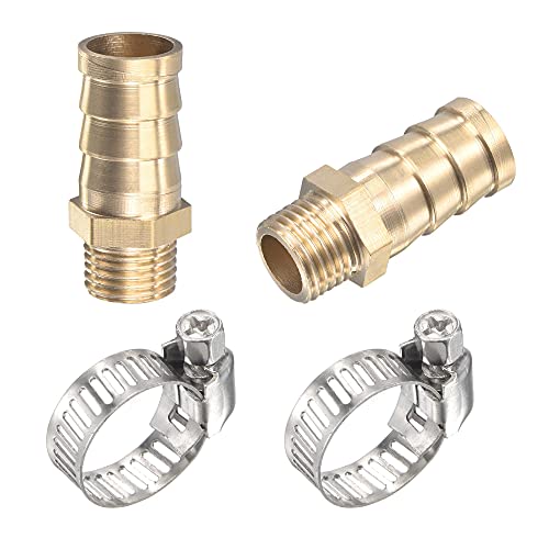 Rohranschluss-Umbau, Messing-Schlauchanschluss gerade 8 mm x G1/4 Außengewinde-Rohrverbinder mit Edelstahl-Schlauchschelle, 2er-Pack(14mm) von FITIOS