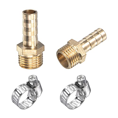 Rohranschluss-Umbau, Messing-Schlauchanschluss gerade 8 mm x G1/4 Außengewinde-Rohrverbinder mit Edelstahl-Schlauchschelle, 2er-Pack(8mm) von FITIOS
