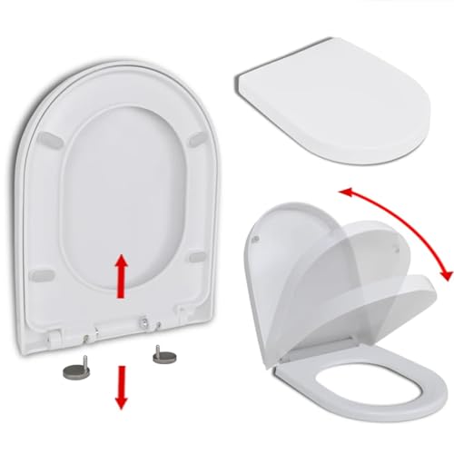 Toilettensitzbezug, Toilettensitz mit Absenkautomatik und Schnellverschluss-Design, weiß, leicht zu reinigen und einfach zu installieren, Toilettensitz in Standardgröße mit Absenkautomatik und Schnell Toilettensitzbezug, Toilettensitz mit Absenkautomatik und Schnellverschluss-Design, weiß, leicht zu reinigen und einfach zu installieren, Toilettensitz in Standardgröße mit Absenkautomatik und Schnell von FITIOS