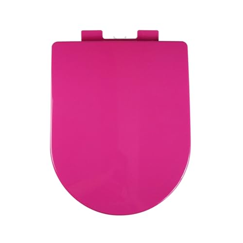 Toilettensitzbezug, blauer Toilettensitz in D-Form, Absenkautomatik mit Schnellverschlussknopf, leicht zu reinigen und zu installieren, festes Scharnier oben for dauerhafte Nutzung(Fuchsia) von FITIOS