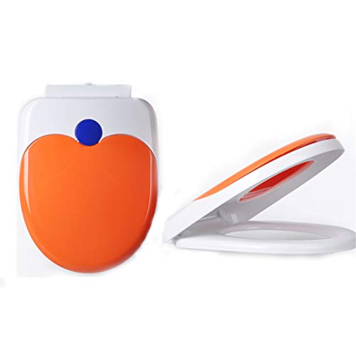 Toilettensitzbezug, runder Toilettensitz mit Absenkautomatik und großer Farbauswahl. Leise schließender Toilettendeckelbezug for ein verbessertes Badezimmererlebnis(Orange) von FITIOS