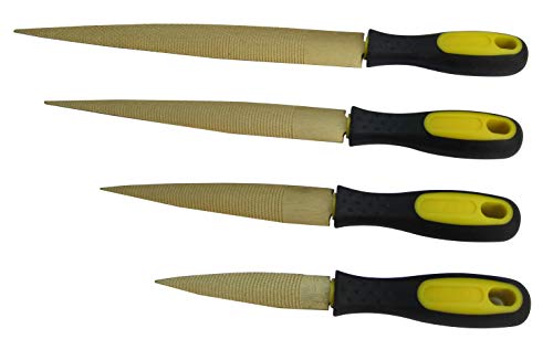 Goldene Holzraspel 4-teiliges Set, feiner Grobschliff, 4 "-6" -8 "-10", konische Raspel für Holz, Leder, weiche Metalle, weicher Kunststoff von FITOOL