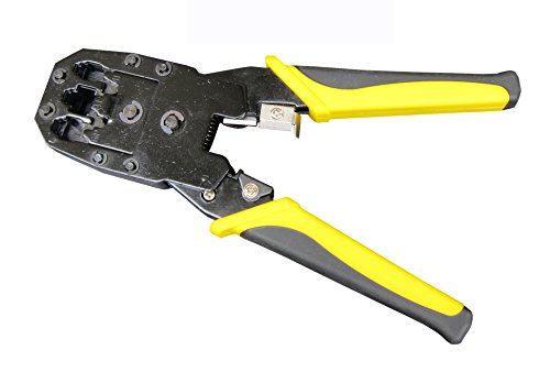Modularer Crimper-Stripper-Cutter, 8P/RJ45, 6P/RJ12, 4P/RJ11 Crimp, Cut, Strip Tool, inkl. Mini Punch Down Cutter Stripper als Bonus, Netzwerk Crimper Abisolierwerkzeug von FITOOL
