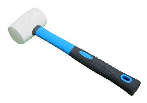 Weißer Vollgummihammer, Fiberglas-Griff mit weichem Gummigriff, Gesamtgewicht 0,4 kg, nicht abfärbender Hammer (227 g) von FITOOL