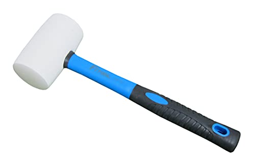 Weißer Vollgummihammer, Fiberglas-Griff mit weichem Gummigriff, Gesamtgewicht 0,6 kg, nicht abfärbender Hammer (473 g) von FITOOL