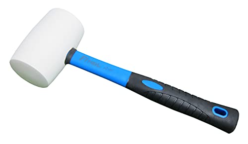 Weißer Vollgummihammer, Fiberglas-Griff mit weichem Gummigriff, Gesamtgewicht 1,2 kg, nicht abfärbender Hammer (907 g) von FITOOL