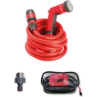 FITT YOYO PLUS 10 m - Flexibler Wasserschlauch für den Garten, mit Multifunktions-Pistole, Haken für Zäune und Tippen-Adapterbuchs, Rot von FITT