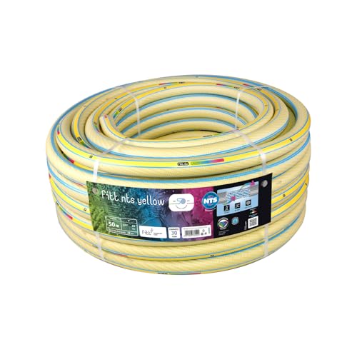 FITT NTS Yellow 3/4" (19mm) 50m - Robuster und Flexibler Gartenschlauch in gelber Farbe für eine Intensive Nutzung, mit exklusiven Technologien von FITT