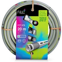 Fitt - nts grey 5/8' (15 mm) 20 m Kit - Robuster und Flexibler Gartenschlauch für eine Intensive Nutzung, mit Multijet-Gießpistole und Kupplungen von FITT