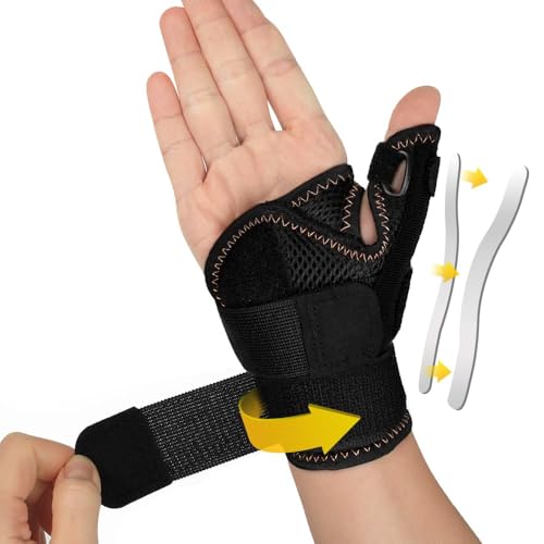FITTOO Handgelenkband mit Schiene Recht und Link, Schiene Daumen Daumenorthese mit Daumenschiene für Männer und Frauen für Arthritis Tendonitis Sehnenscheidenentzündung(1 Stück, Schwarz) von FITTOO