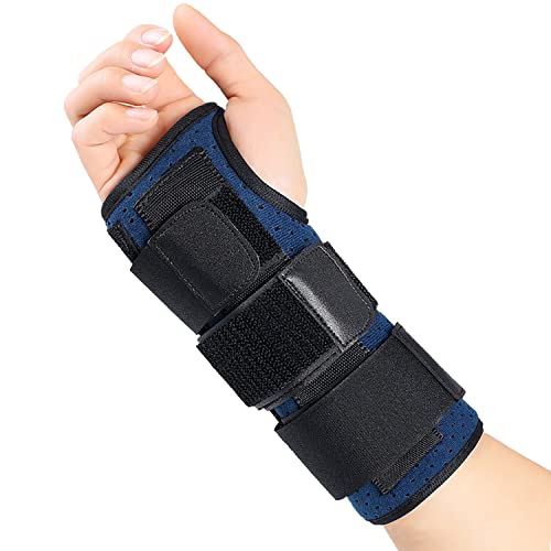 FITTOO Karpaltunnel Handgelenkbandage, Verstellbare Orthopädische Palmarschiene, Handgelenkstütze für Männer und Frauen zur Schmerzlinderung, Sehnenentzündung, Arthritis(Blau, Groß Rechte Hand) von FITTOO