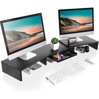 Fitueyes - Dual Monitorstnder Bildschirmstnder aus Holz mit Schublade Lnge und Winkel Einstellbar Monitor Stand f¨¹r Computer tv Laptop von FITUEYES