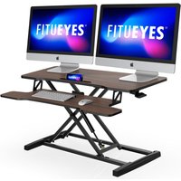 Fitueyes - B¨¹ro Sitz Steh Computertisch Hhenverstellbar Stehpult mit Tastaturablage Geeignet f¨¹r Zwei Monitore (Braun, 36/91.5cm) von FITUEYES