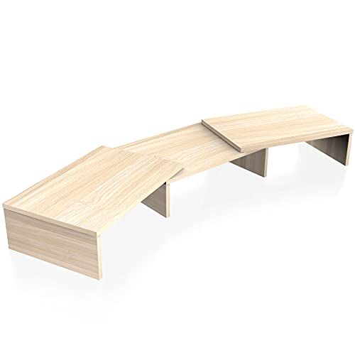FITUEYES Dual Monitorständer aus Holz, Verstellbare Länge und Schwenkwinkel Bildschirmständer, Monitor Stand Riser für PC Monitor Laptop Drucker, 92,5-108x 23,5X 10,2 cm Eiche FITUEYES Dual Monitorständer aus Holz, Verstellbare Länge und Schwenkwinkel Bildschirmständer, Monitor Stand Riser für PC Monitor Laptop Drucker, 92,5-108x 23,5X 10,2 cm Eiche von FITUEYES
