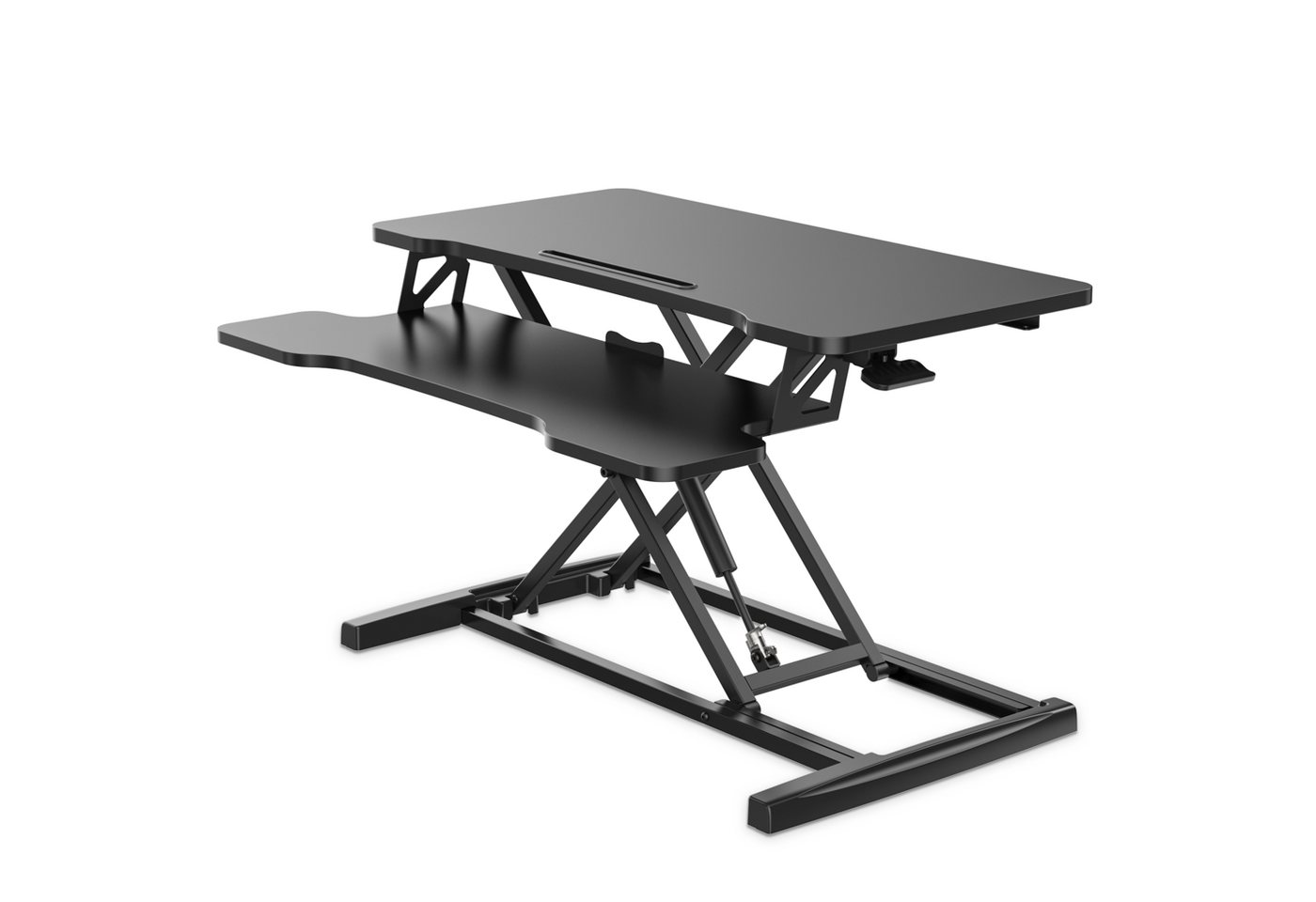 FITUEYES Schreibtisch Steh Sitz Schreibtisch (Höhenverstellbarer Schreibtischaufsatz Computertisch Sitz-Steh-Schreibtisch Stehpult), mit Tastaturablage und Tablet-Halter von FITUEYES