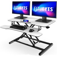 Fitueyes - B¨¹ro Sitz Steh Computertisch Hhenverstellbar Stehpult mit Tastaturablage Geeignet f¨¹r Zwei Monitore (Wei, 36/92cm) von FITUEYES