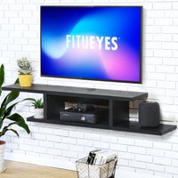 Fitueyes - tv Board Hngend Multimedia Wandregal Schwarz mit Offenen Fchern, Wohnzimmer Lowboard Hngeschrank, Holz, Schwarz, DS211801WB von FITUEYES