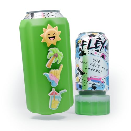 FITY Flex - Premium 2-in-1 Dosenkühler für 340.2 g & 453.6 g Dosen - Weiche, leichte EVA-Hülle - Schuhanhänger kompatibel, griffiges Gefühl + gefrierbarer Einsatz (Neon) von FITY