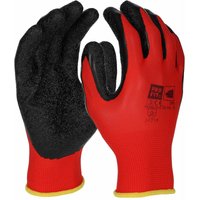 Fitzner - pro fit Latex-Feinstrickhandschuh super – Größe 10 - 12 Paar, Arbeitshandschuhe atmungsaktiv, Rot/Schwarz, mit gerauter Beschichtung von FITZNER