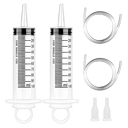 2 Stück Spritzen 100ml Spritze mit Schlauch Großer Kunststoff Spritze für die wissenschaftliche Labors, Tierfütterung, und Pflanzenbewässerung von FIVAVA