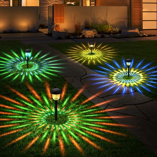 FIVAVA 2 Stück Solarlampen für Außen Garten, Solar Gartenleuchten für Außen mit 2 Modi, Warmes Licht und Farbe Licht, Garten Solarleuchten für Außen Wasserdicht, für Rasen Terrasse Weihnachten Deko von FIVAVA