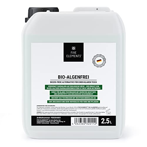 FIVE ELEMENTS Bio-Algenfrei | flüssig 2,5 l | natürliche Verdrängung von Fadenalgen | Teichwasser-Klärung | biologischer Algen-Stop | ohne Biozide von FIVE ELEMENTS