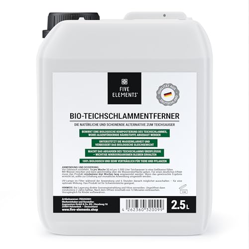 FIVE ELEMENTS Bio-Teichschlammentferner | flüssig 2,5 l | ideale Teichpflege fürs Frühjahr | Teichwasser-Klärung | Verbesserung der Wasserqualität von FIVE ELEMENTS