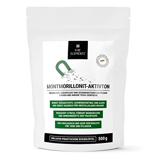 FIVE ELEMENTS Montmorillonit-Aktivton | 500 g | 2 in 1 | natürliche Teichpflege und Klärung | Gesundheits-Unterstützung für Koi und Teichfische von FIVE ELEMENTS