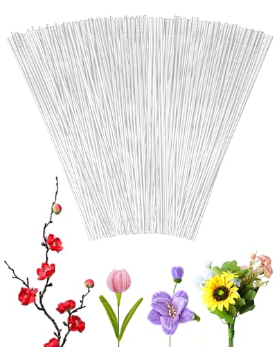 50 Stück FIVEIZERO 16 Gauge weiße Blumendrahtstiele für künstliche Blumen, Floristendraht, Blumendraht zum Basteln, Alambre para Flores für Kränze, Blumenarrangements und DIY-Projekte von FIVEIZERO