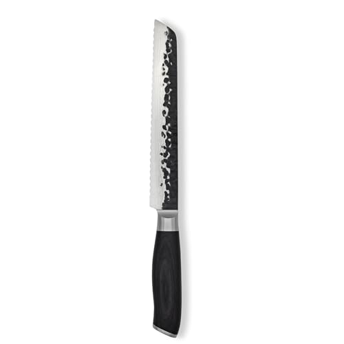 FIVI Brotmesser BERND | 20 cm | Wellenschliff-Messer aus deutschem Stahl mit Hammerschlag & ergonomischem Pakkaholzgriff | Bäckermesser für Brot & Gebäck | Original für die Küche von FIVI