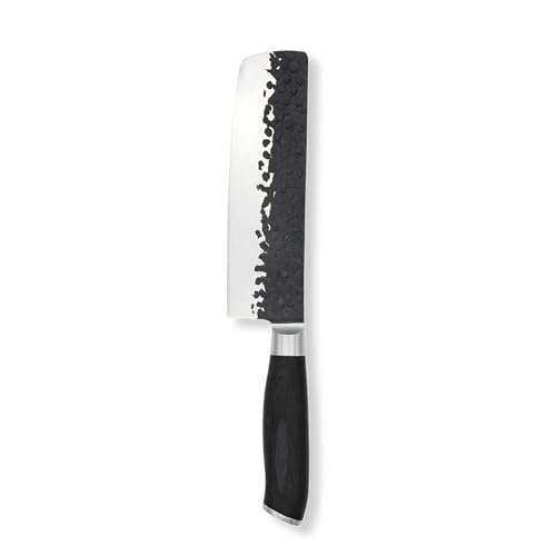 FIVI Hackmesser MATT | 18 cm | Profi Küchenbeil aus deutschem Stahl mit Hammerschlag & ergonomischem Pakkaholzgriff | Robustes Messer zum Zerkleinern & Hacken | Original Hackmesser für Küche von FIVI