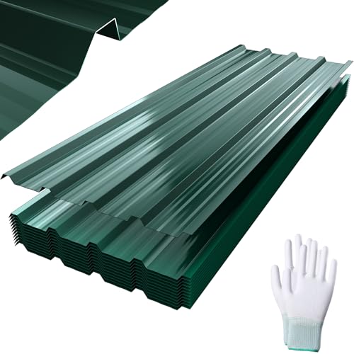 FIVMEN 12x Trapezblech 1295x450mm Verzinkt Dachblech Wellblechplatten für Dach mit Handschuhe und Schrauben Dachplatten Wellblech Wellplatten 7m², Grün FIVMEN 12x Trapezblech 1295x450mm Verzinkt Dachblech Wellblechplatten für Dach mit Handschuhe und Schrauben Dachplatten Wellblech Wellplatten 7m², Grün von FIVMEN
