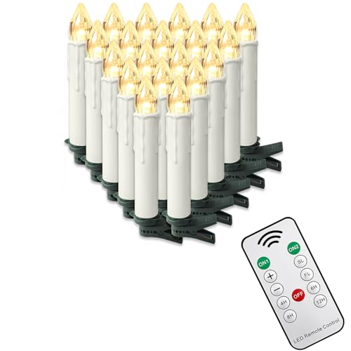FIVMEN 20 Stück LED Kerzen Flammenlose mit Fernbedienung und Timerfunktion Elektrische Flackernde Batteriebetriebene Kerzen Warmweiß für Weihnachten Halloween Party, ohne Batterie von FIVMEN