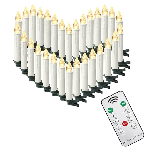FIVMEN 30 Stück LED Kerzen Flammenlose mit Fernbedienung und Timerfunktion Elektrische Flackernde Batteriebetriebene Kerzen Warmweiß für Weihnachten Halloween Party, ohne Batterie von FIVMEN