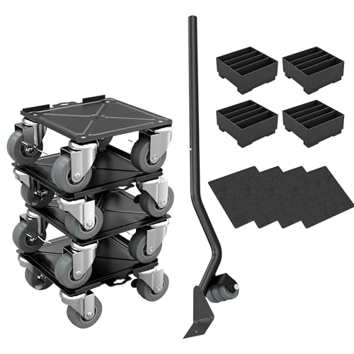 FIVMEN 4X Rollbrett Transportroller 4 Räder 360 Rotation mit Bremse Möbelroller Rollbretter Transport aus Stahl Möbelheber für Möbel Transporthilfe Max Tragfähigkeit 454KG, 16x16 cm FIVMEN 4X Rollbrett Transportroller 4 Räder 360 Rotation mit Bremse Möbelroller Rollbretter Transport aus Stahl Möbelheber für Möbel Transporthilfe Max Tragfähigkeit 454KG, 16x16 cm von FIVMEN