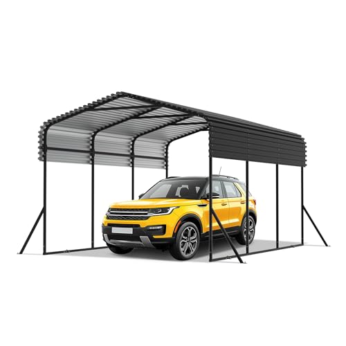 FIVMEN Carport Auto Metall 300x450 cm Überdachung Autoüberdachung Garage mit Spitzdach aus Trapezblech Stabil Autounterstand Autogarage Sonnenschutz & Wetterfest von FIVMEN