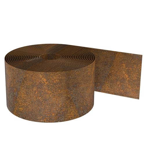 FIVMEN Cortenstahl Rasenkante 5 m Beeteinfassung Metall Beetumrandung 14 cm Hoch Beetbegrenzung Beetabgrenzung Rasenbegrenzung mit Rost von FIVMEN