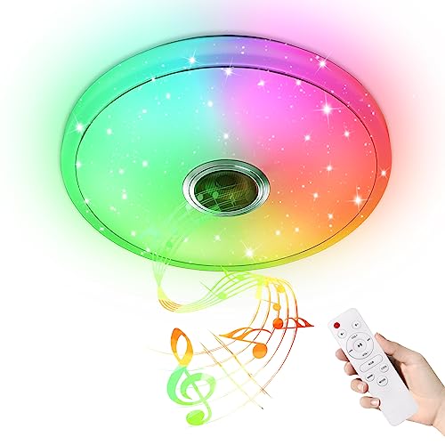 FIVMEN Deckenlampe LED Deckenleuchte 36W mit Bluetooth Lautsprecher Wohnzimmerlampe Schlafzimmerlampe mit Fernbedienung oder APP-Steuerung Deckenleuchten, Dimmbar RGB Farbwechsel von FIVMEN
