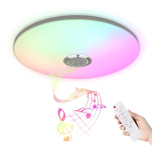 FIVMEN Deckenlampe LED Deckenleuchte 72W mit Bluetooth Lautsprecher Wohnzimmerlampe Schlafzimmerlampe mit Fernbedienung oder APP-Steuerung Deckenleuchten, Dimmbar RGB Farbwechsel von FIVMEN