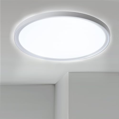FIVMEN Deckenlampe LED Flach Rund Weiß 48W Deckenleuchte Modern Wohnzimmerlampe Badezimmerlampe IP44 Wasserfest für Schlafzimmer Küche Flur, Kaltweiß von FIVMEN