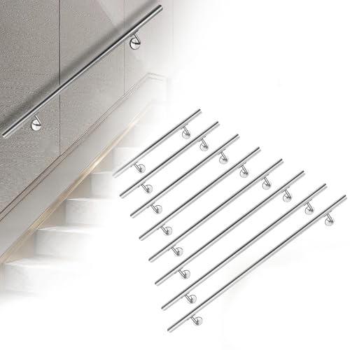 FIVMEN Edelstahl Handlauf Treppengeländer Geländer mit Wandhalterung und Endkappen Wandhandlauf Wand Treppe für Innen & Außen Treppe, 150cm von FIVMEN