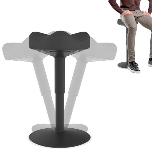 FIVMEN Ergonomischer Stehhocker Höhenverstellbar 47-65 cm Sitzhocker Bürohocker Stehhilfe mit Schwingeffekt Wackelhocker Sattelhocker Arbeitshocker für Zuhause und im Büro, Schwarz von FIVMEN