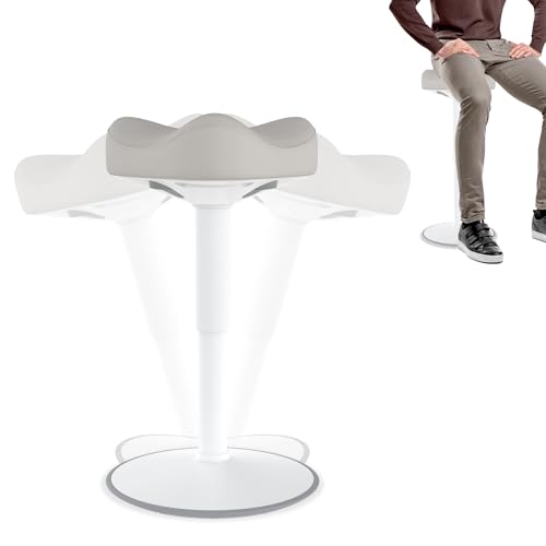 FIVMEN Ergonomischer Stehhocker Höhenverstellbar 57-82 cm Sitzhocker Bürohocker Stehhilfe mit Schwingeffekt Wackelhocker Sattelhocker Arbeitshocker für Zuhause und im Büro, Grau von FIVMEN