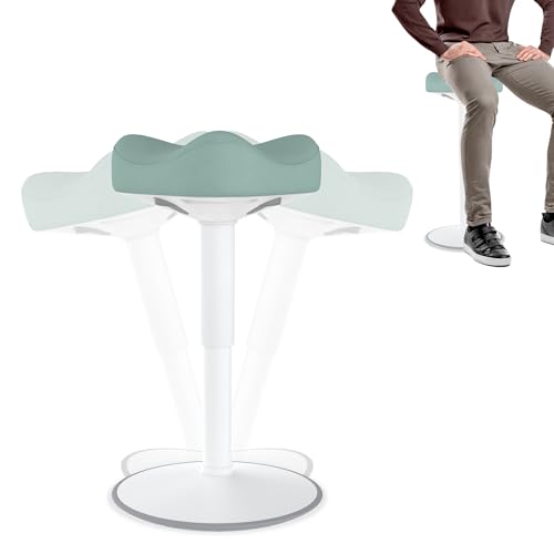 FIVMEN Ergonomischer Stehhocker Höhenverstellbar 57-82 cm Sitzhocker Bürohocker Stehhilfe mit Schwingeffekt Wackelhocker Sattelhocker Arbeitshocker für Zuhause und im Büro, Grün von FIVMEN